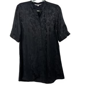 Tucker Size Small Jacquard Tunic Top 100% Silk Popover Tunic Top Short‎ Sleeve